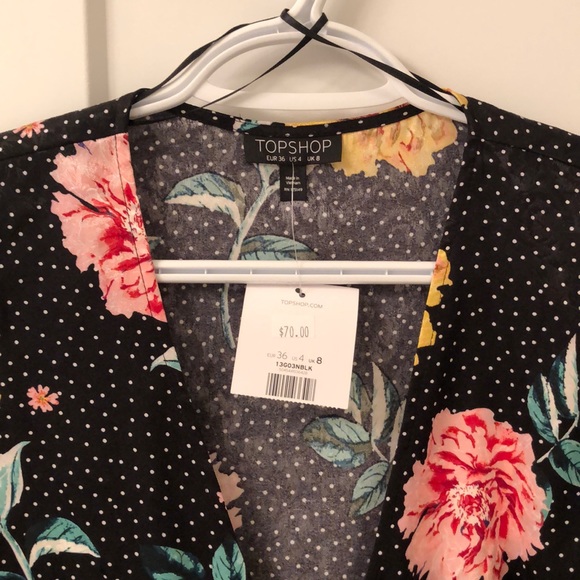 TOPSHOP floral, tie front blouse - Picture 4 of 6